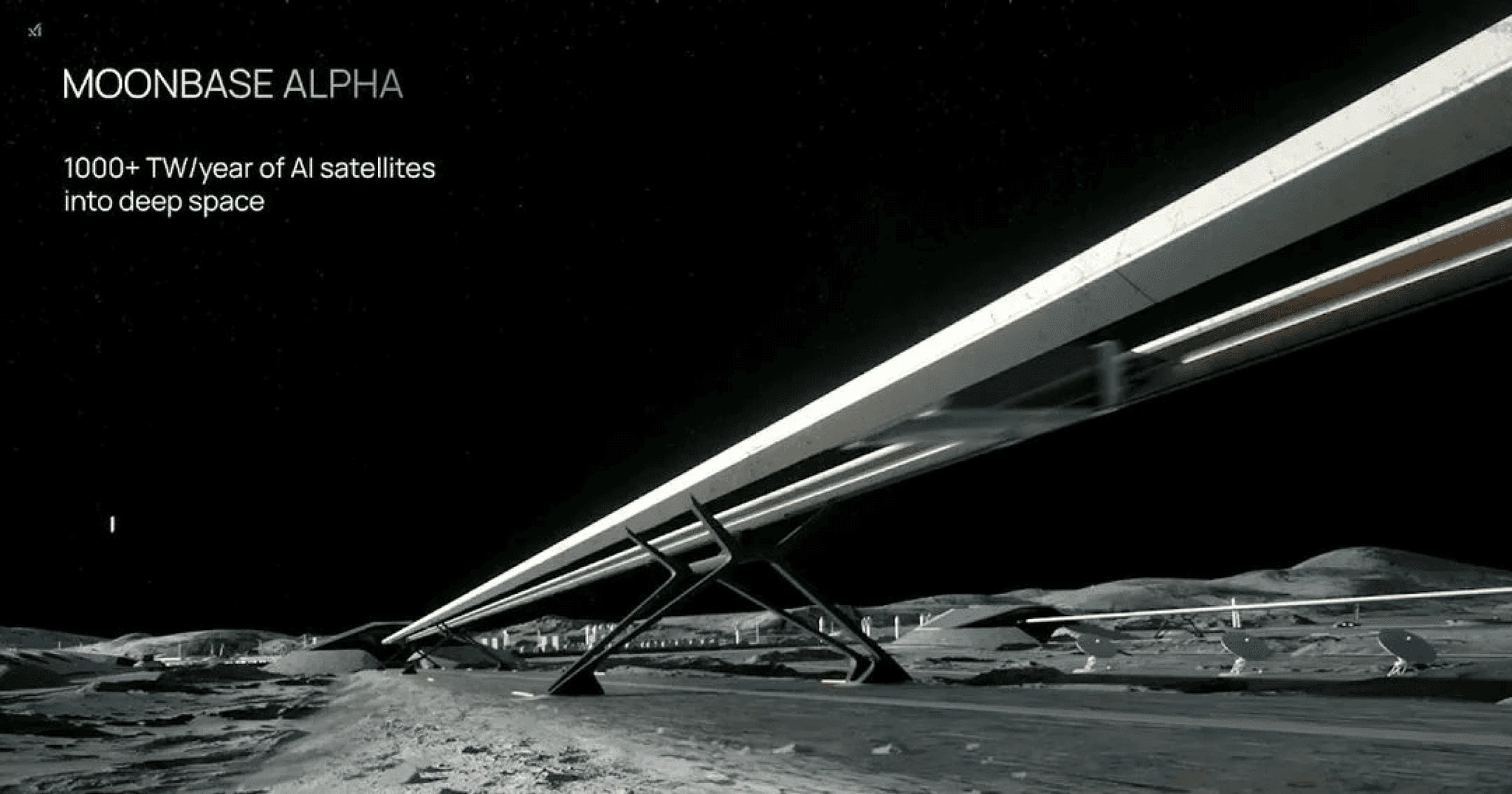 Moonbase Alpha concept showing a lunar mass driver
