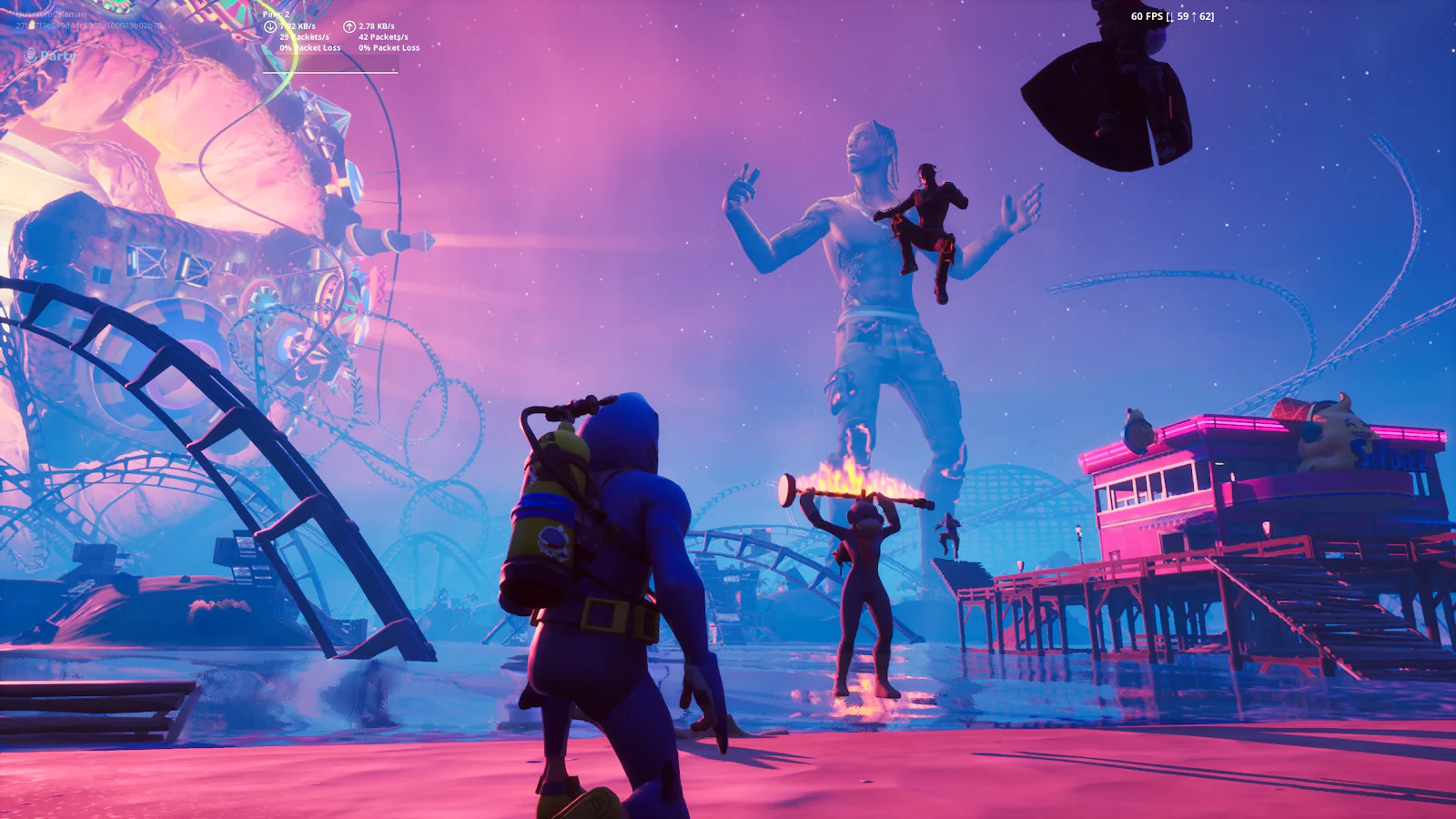 Travis Scott performing inside Fortnite